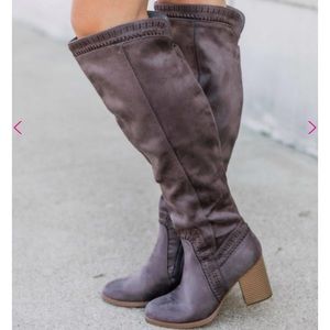 Taupe Grey over the knee height Boots size 7.5.